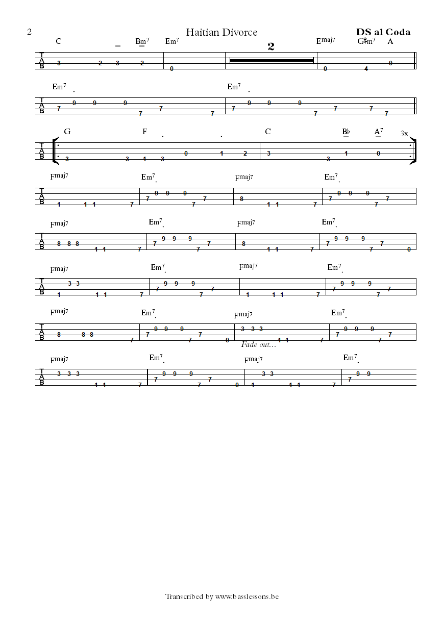 Steely dan haitian divorce walter becker bass tab part 2