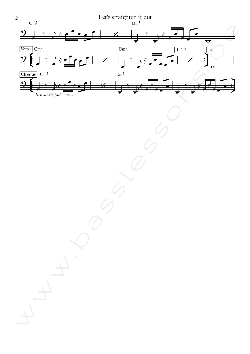 Latimore Let's Straighten It Out bass transcription part 2