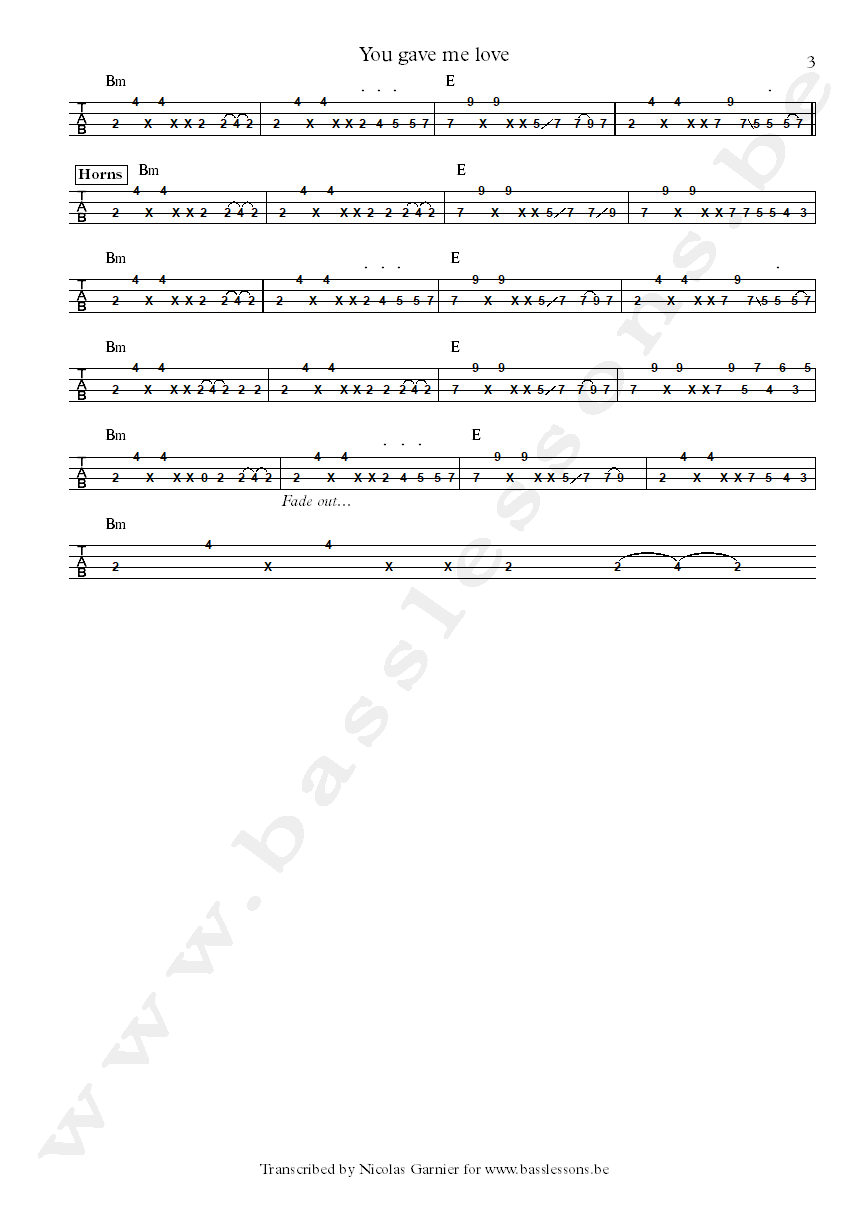 Crown heights affair you gave me love bass tab part 3