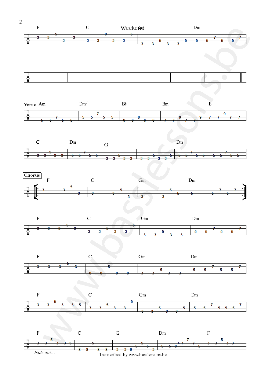earth and fire weekend bass tab part 2
