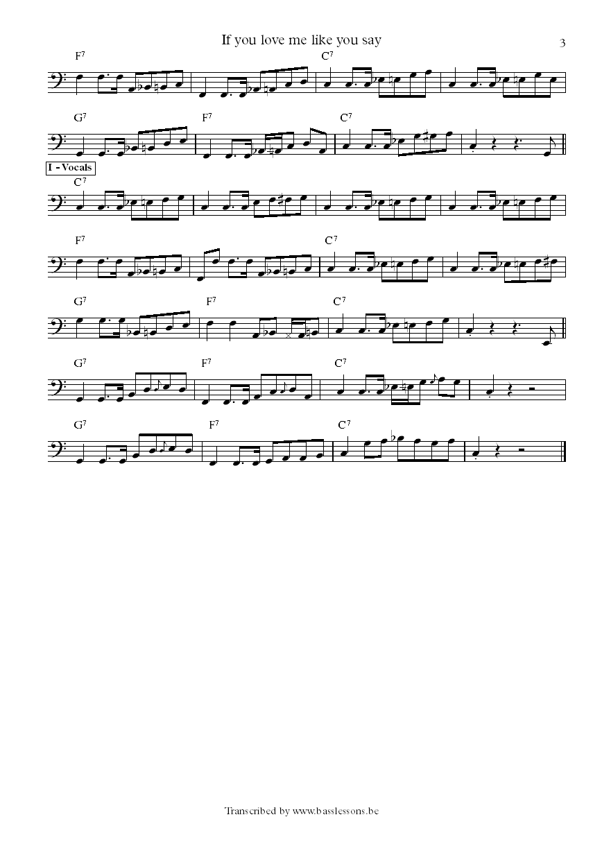 Albert Collins If You Love Me Like You Say bass transcription part 3