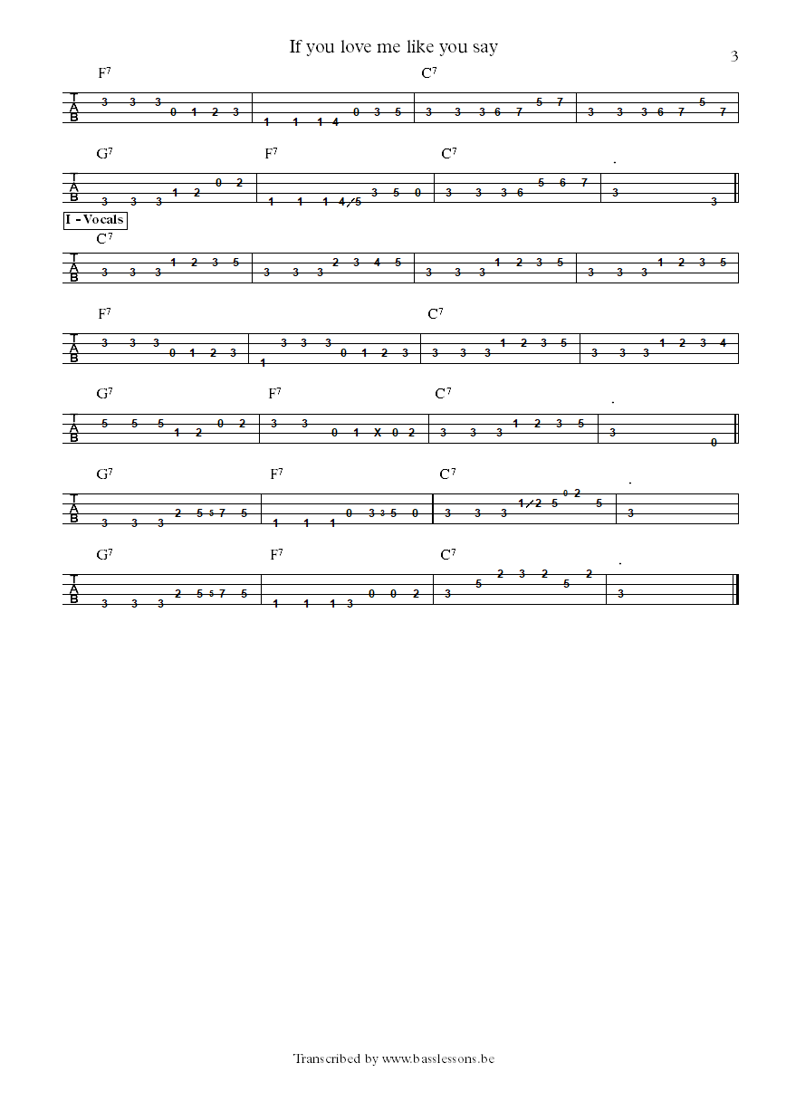 Albert Collins If You Love Me Like You Say bass tab part 3