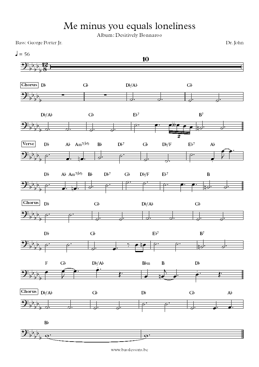 Dr. John George Porter Jr. bass transcription