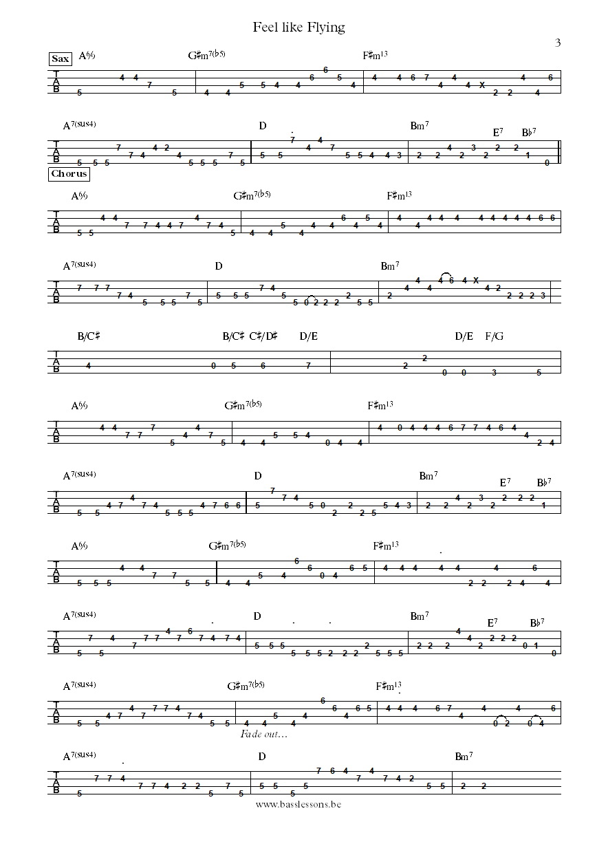 Gino Vanelli Feel like flying Jimmy Haslip bass tab par t3