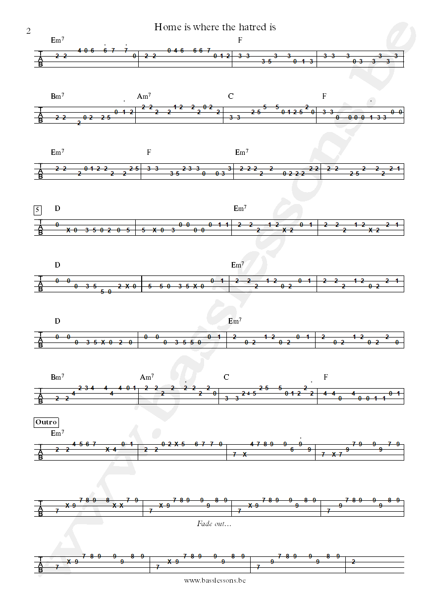 Esther Phillips Home is where the hatred is Gordon Edwards bass tab part 2