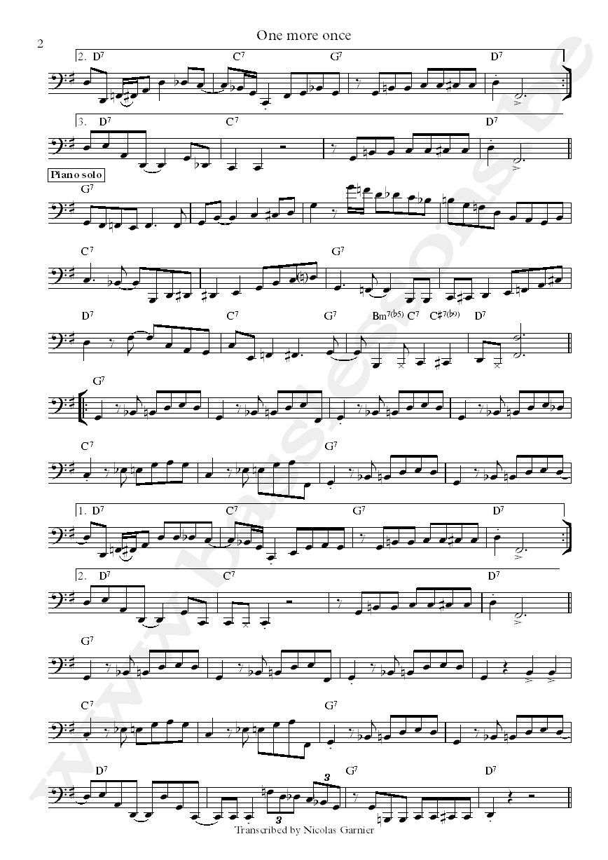 Michel Camilo One More Once Anthony Jackson bass transcription part 2