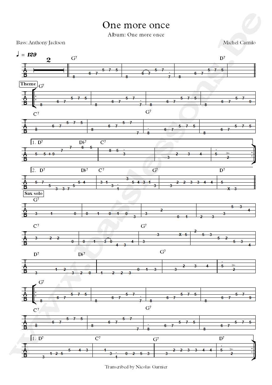 Michel Camilo One More Once Anthony Jackson bass tab