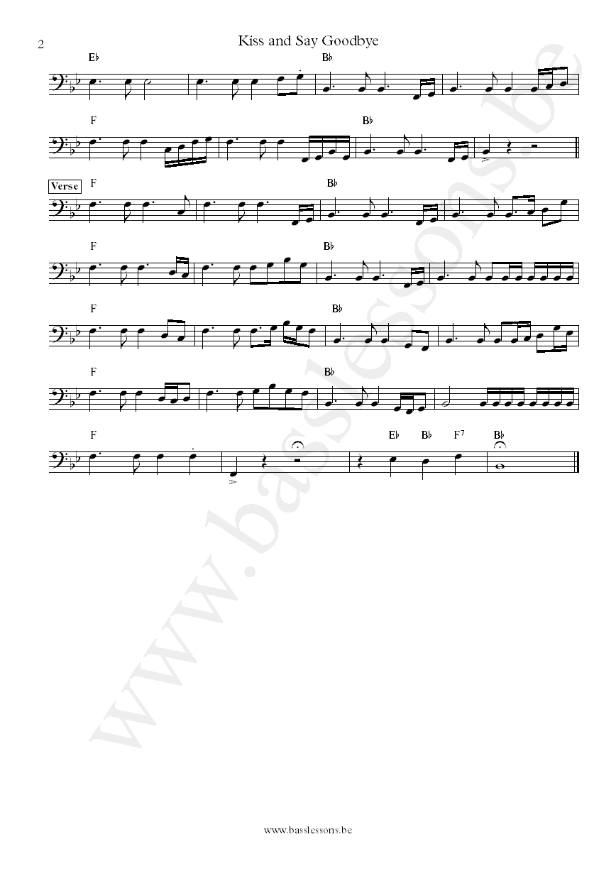 The Manhattans Kiss and say goodbye bass transcription part 2