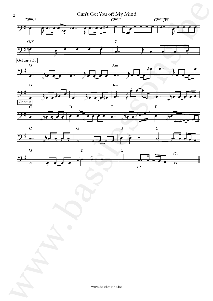 Lenny Kravitz Can't Get You off My Mind bass transcription part 2