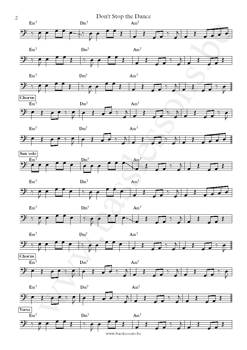 Bryan Ferry Dont Stop the Dance bass transcription part 2