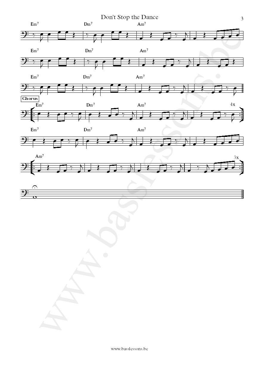 Bryan Ferry Dont Stop the Dance bass transcription part 3