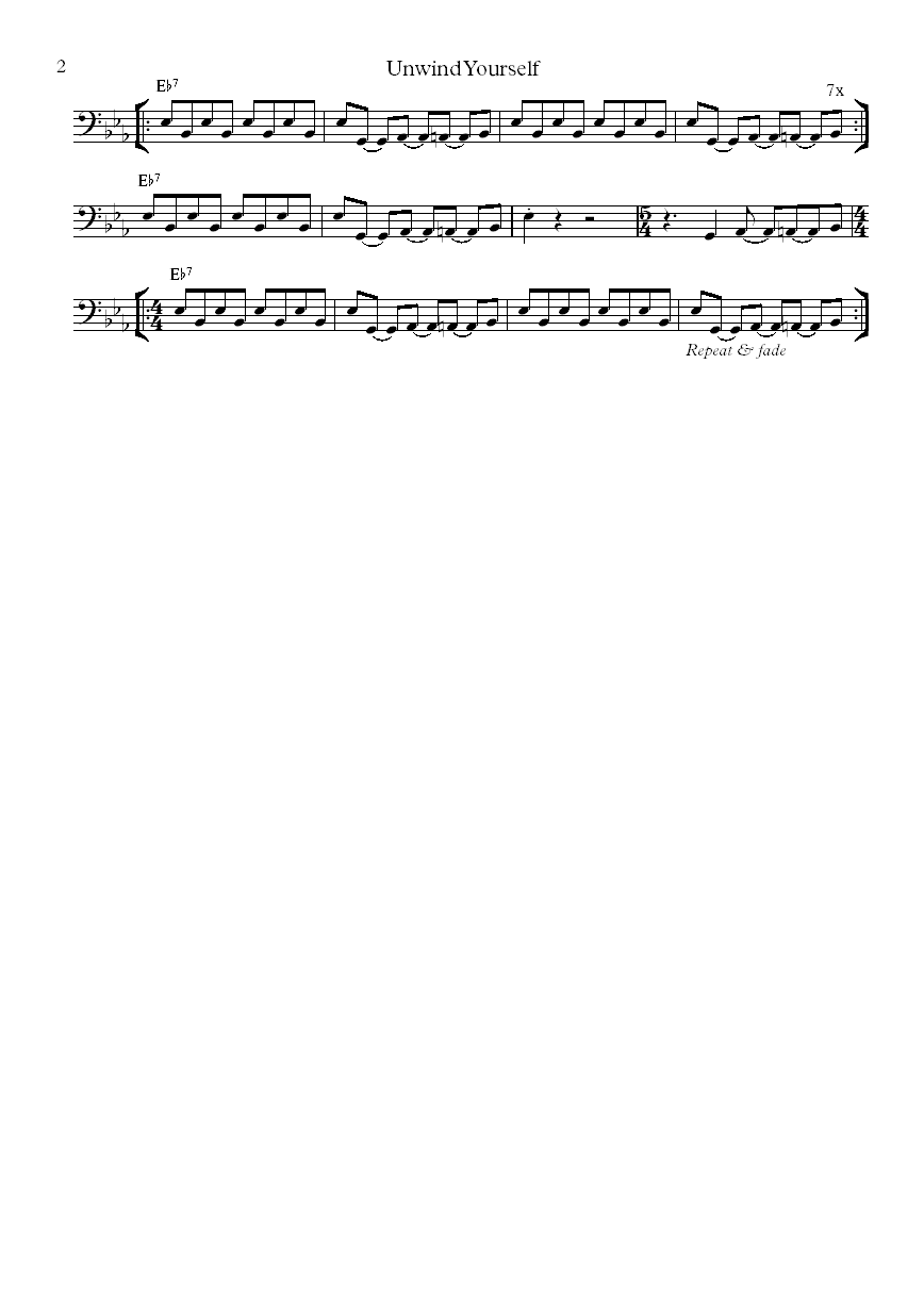 Marva Whitney Unwind Yourself bass transcription part 2