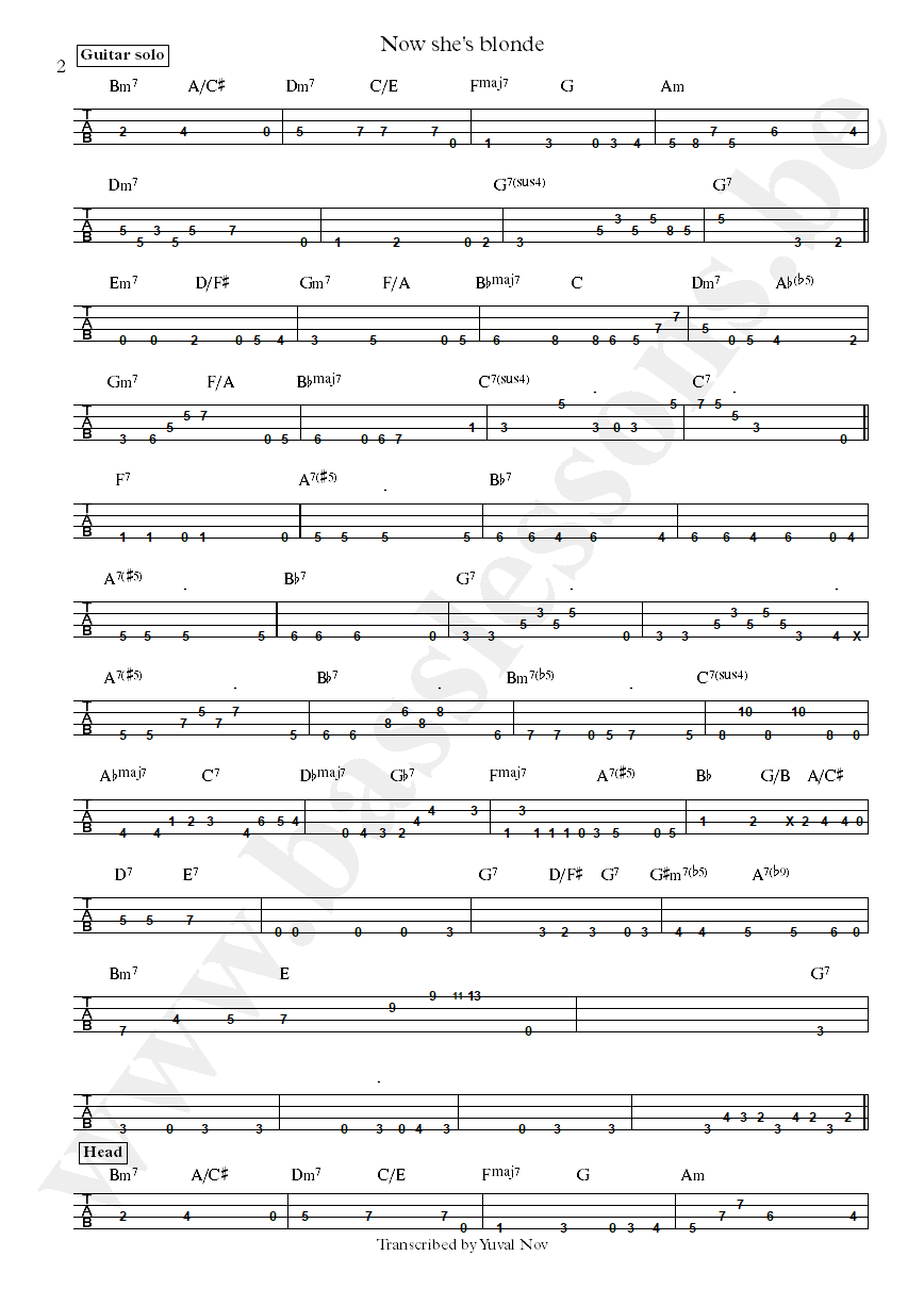 John Scofield Now shes blonde Gary Granger bass tab part 2