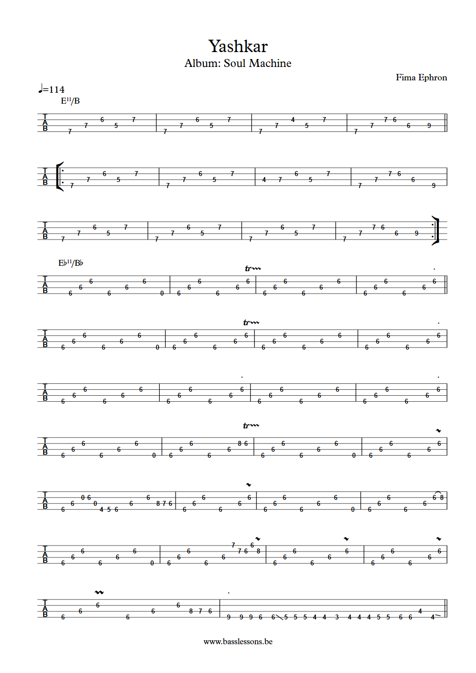 Fima Ephron Yashkar bass tab