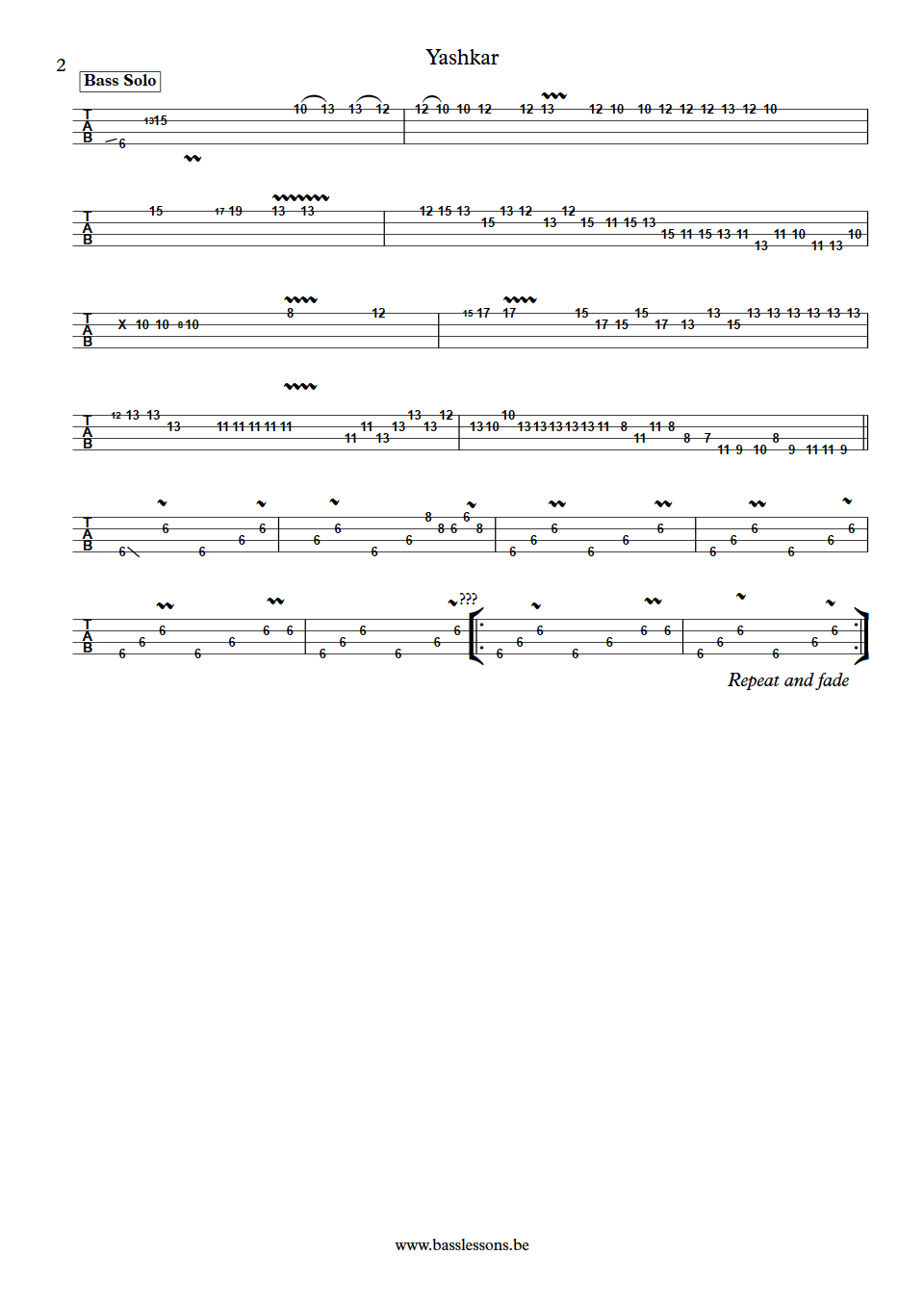 Fima Ephron Yashkar bass tab part 2