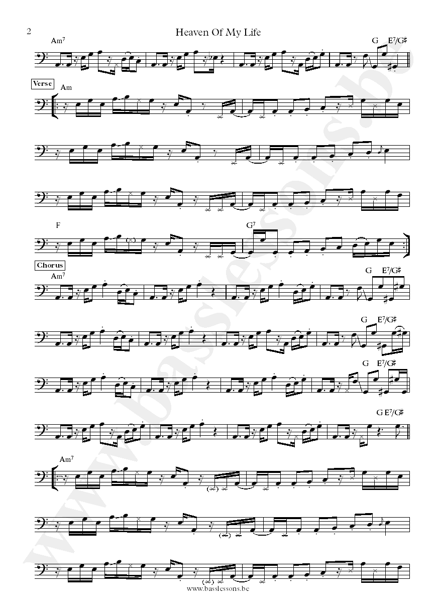 Change Heaven of My Life David Romani bass transcription part 2