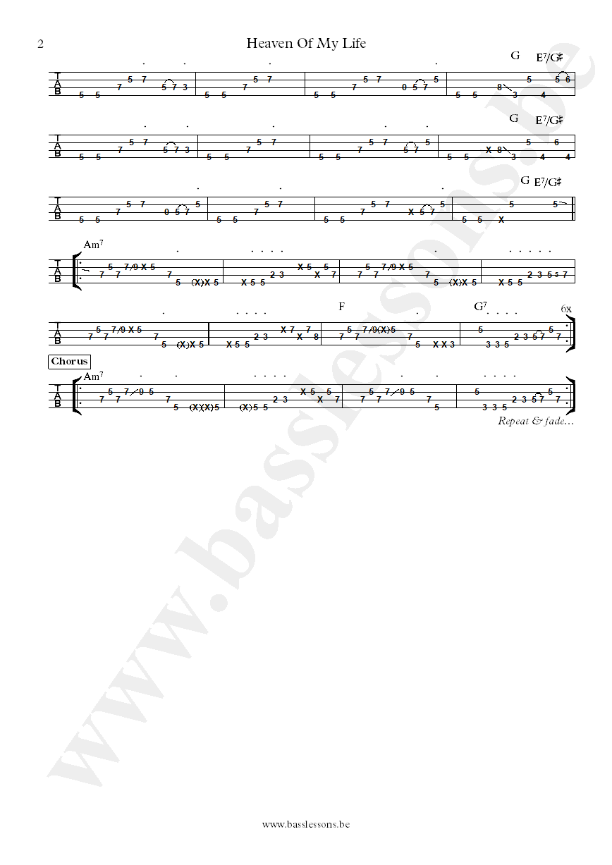 Change Heaven of My Life David Romani bass tab part 2