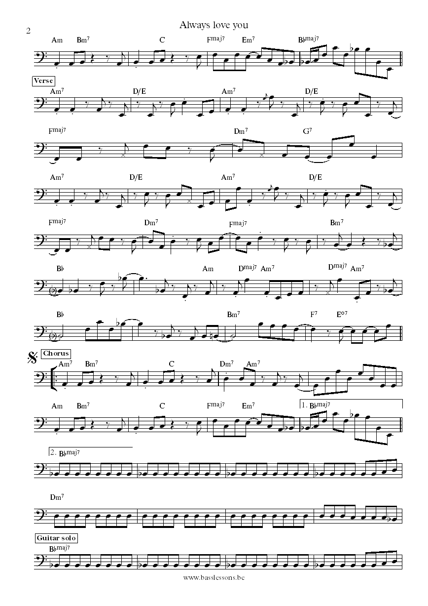 Ole Borud Always love you Lars Erik Dahle bass transcription part 2