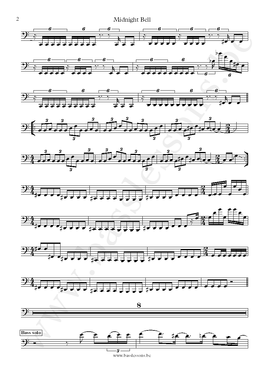 Planet X Midnight Bell Jimmy Johnson bass transcription part 2