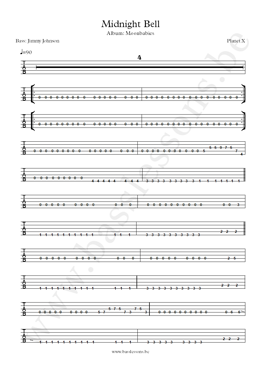 Planet X Midnight Bell Jimmy Johnson bass tab