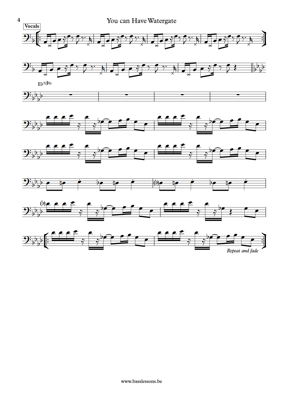 The JBs You can have watergate Fred Thomas Bass Transcription part 4