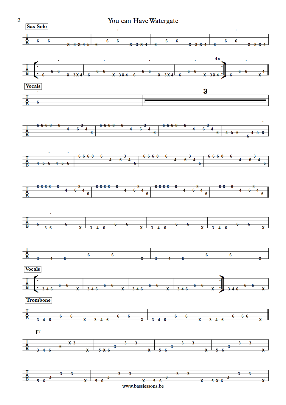 The JBs You can have watergate Fred Thomas Bass tab part 2