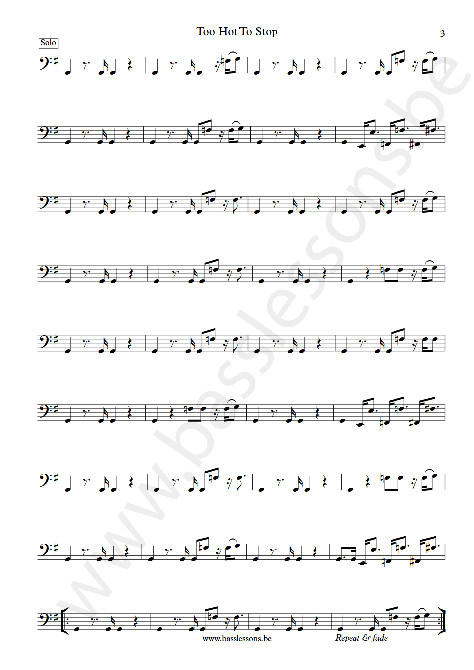 Bar-Kays Too Hot To Stop James Alexander bass transcription part 3