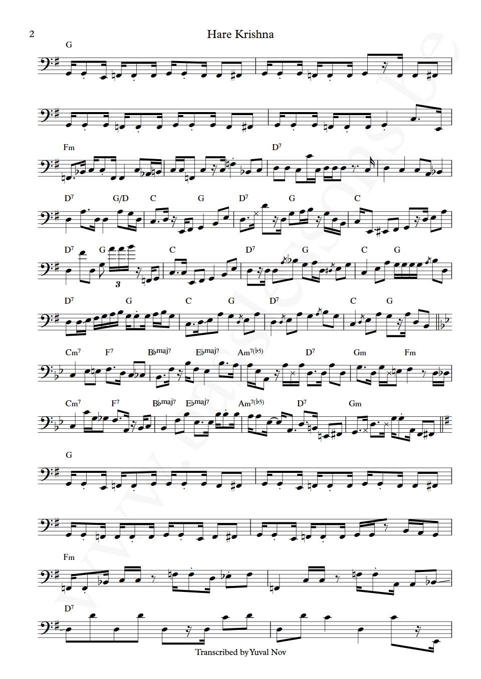 Hair Hare Krishna Wilbur Bascomb bass transcription part 2