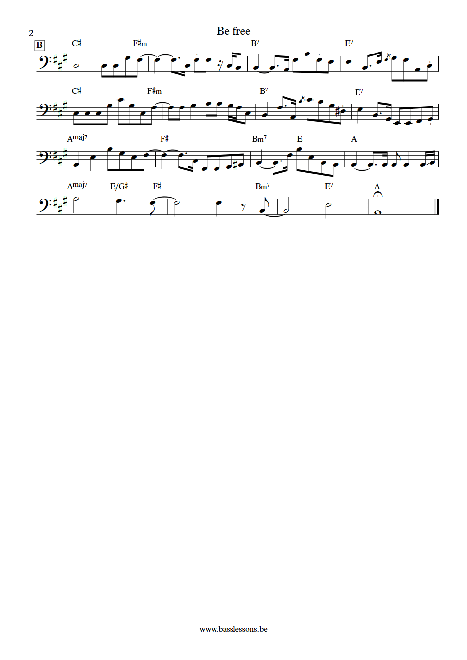 Sylvia Peyton be free bass transcription part 2