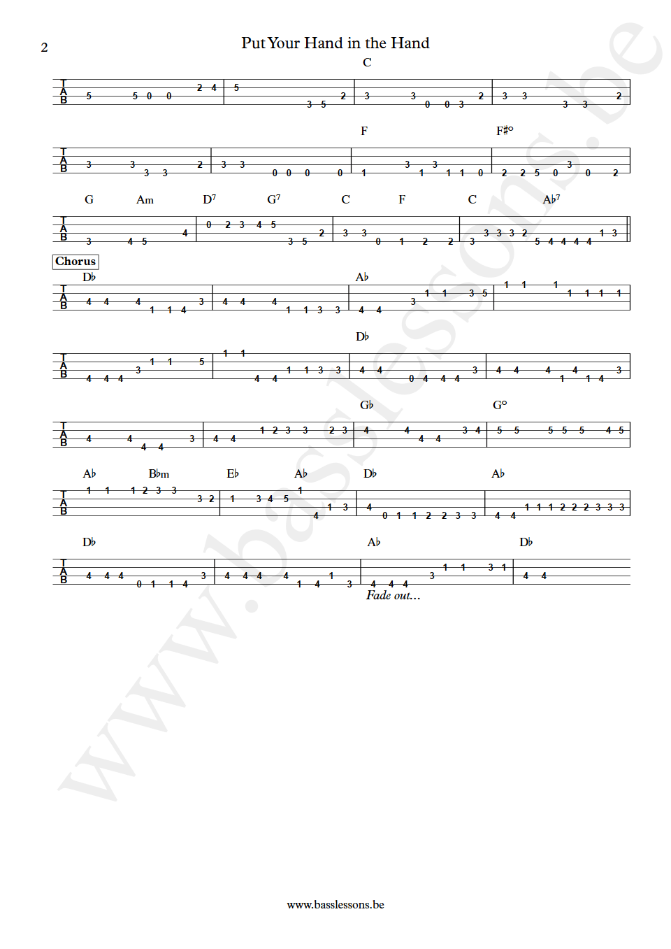 Donny Hathaway Put Your Hand in the Hand Chuck Rainey bass tab part 2