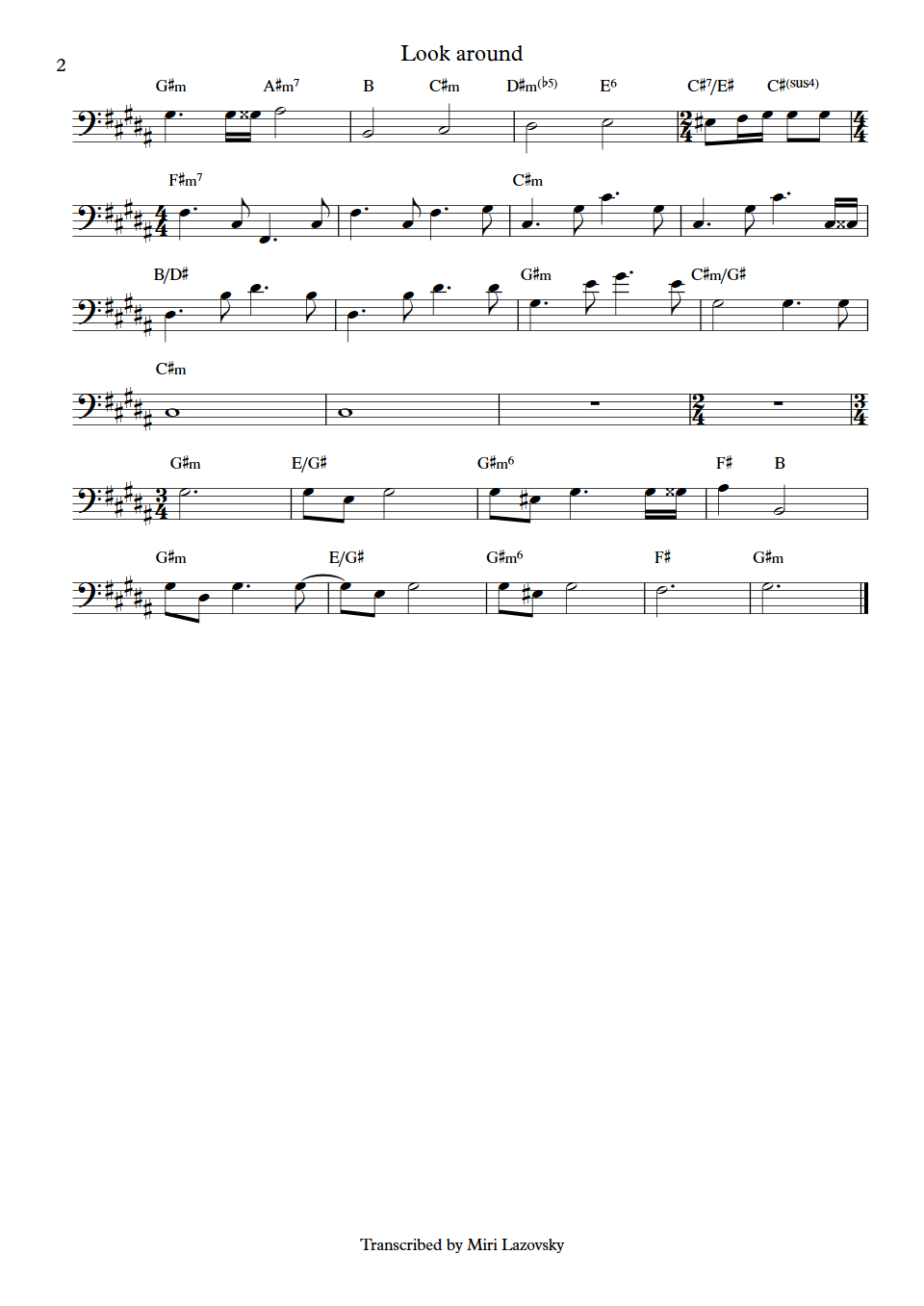 Stevie Wonder Look Around bass transcription part 2