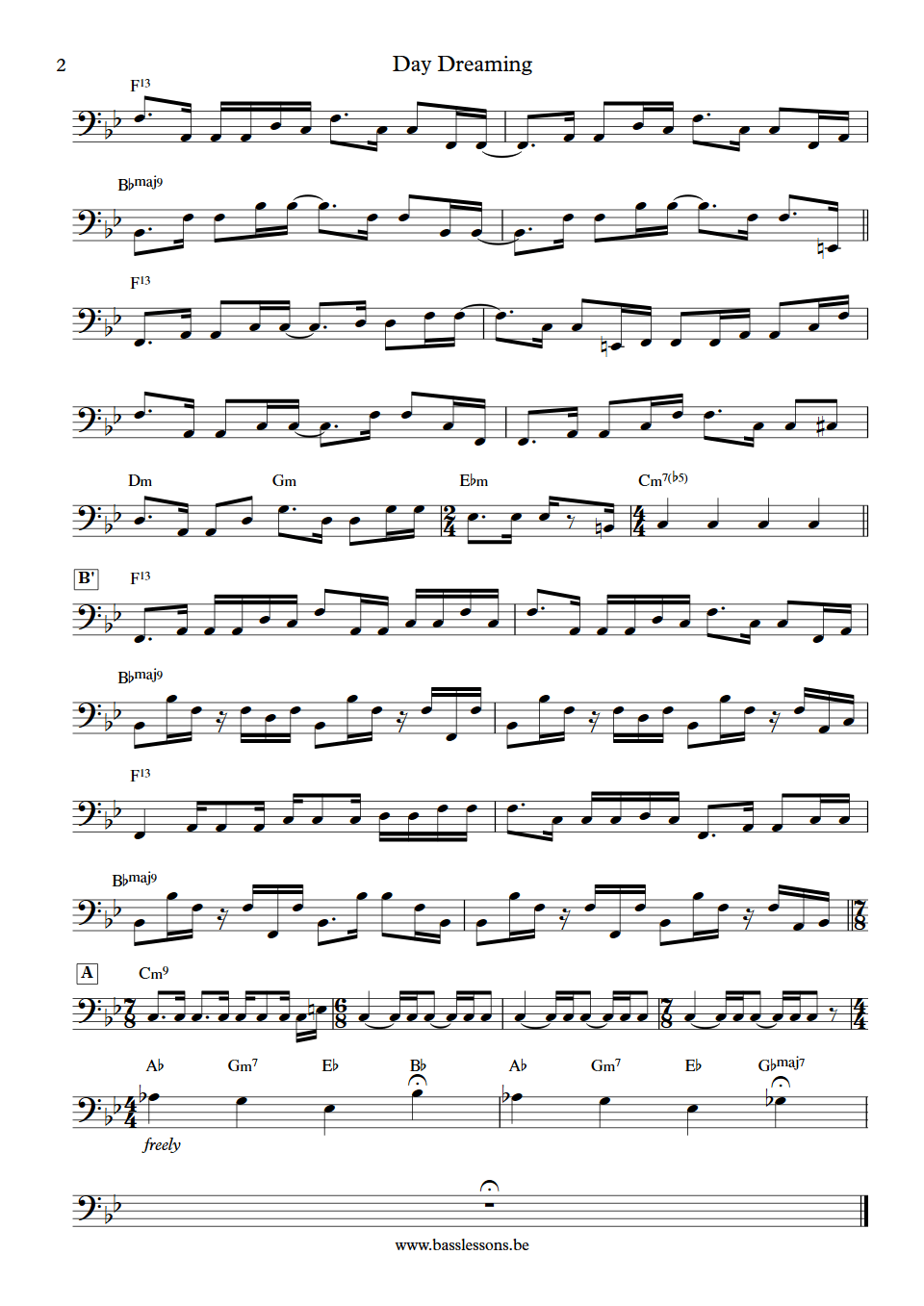 Aretha Franklin Day Dreaming Chuck Rainey bass transcription part 2