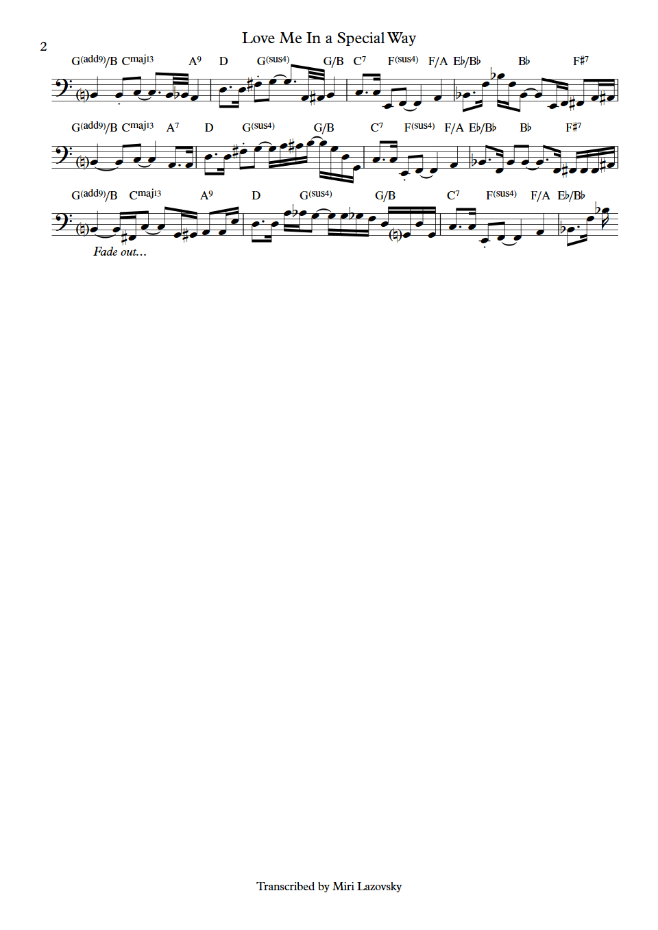 DeBarge Love Me In a Special Way James Jamerson Jr bass transcription part 2