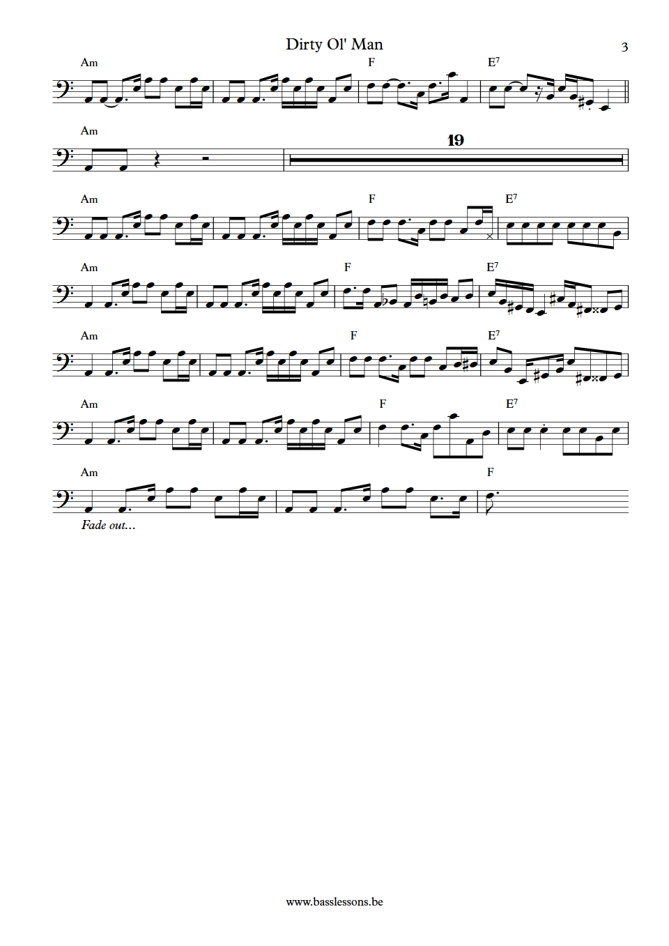 The Three Degrees Dirty Old Man Ronnie Baker bass transcription part 3