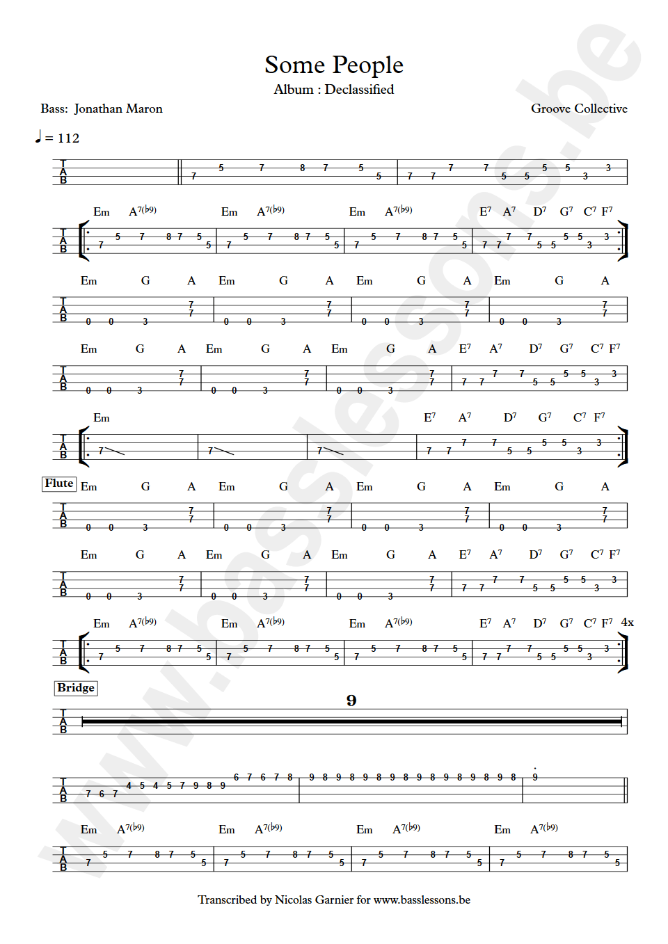 Groove Collective Some people Jonathan Maron bass tab