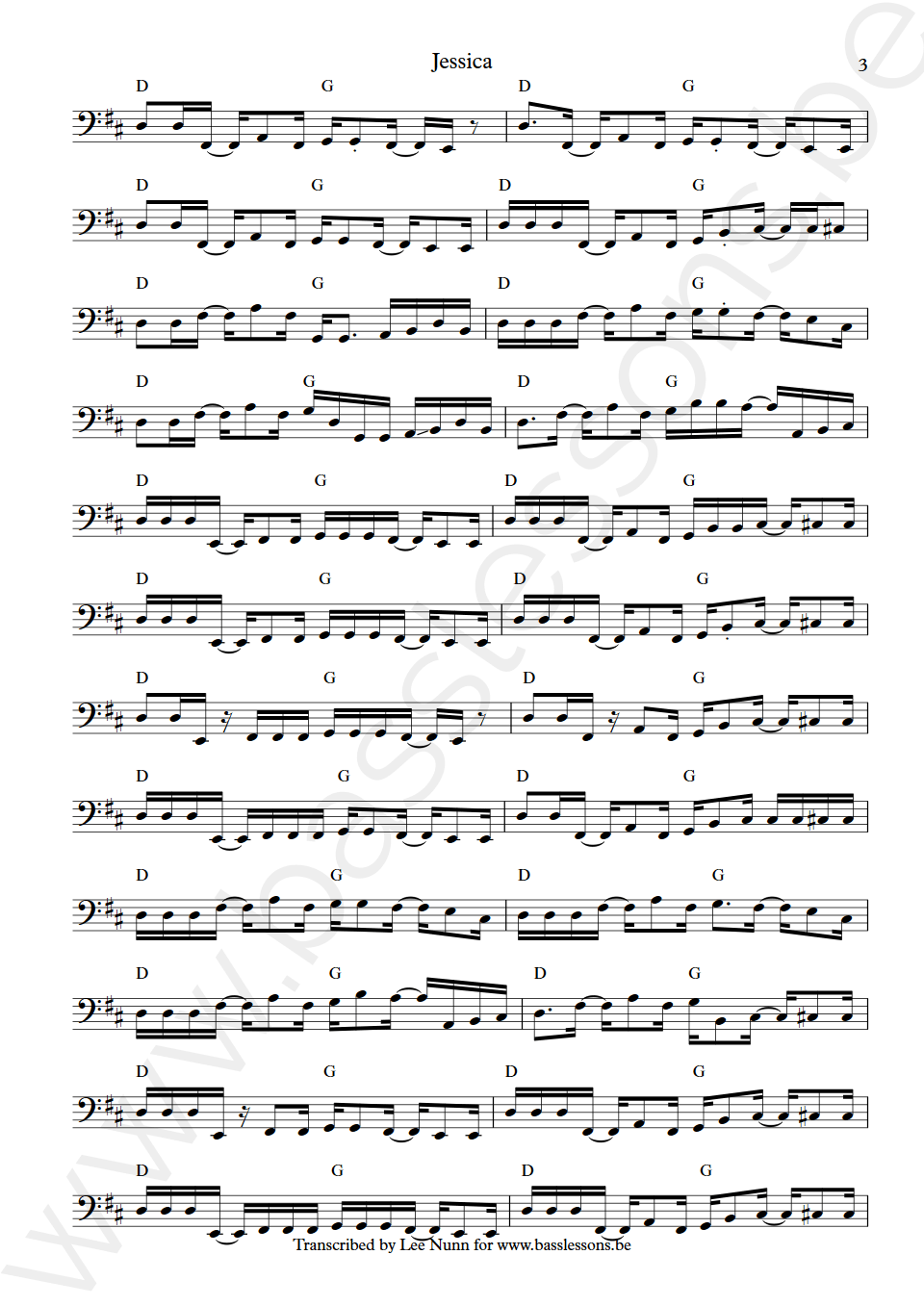 Allman Brothers Band Jessica bass transcription part 3