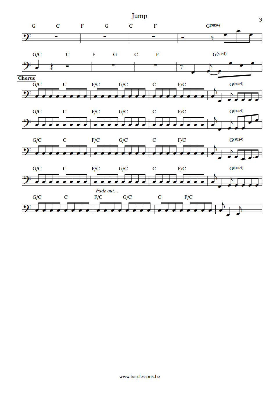 Van Halen Jump Michael Anthony bass transcription part 3