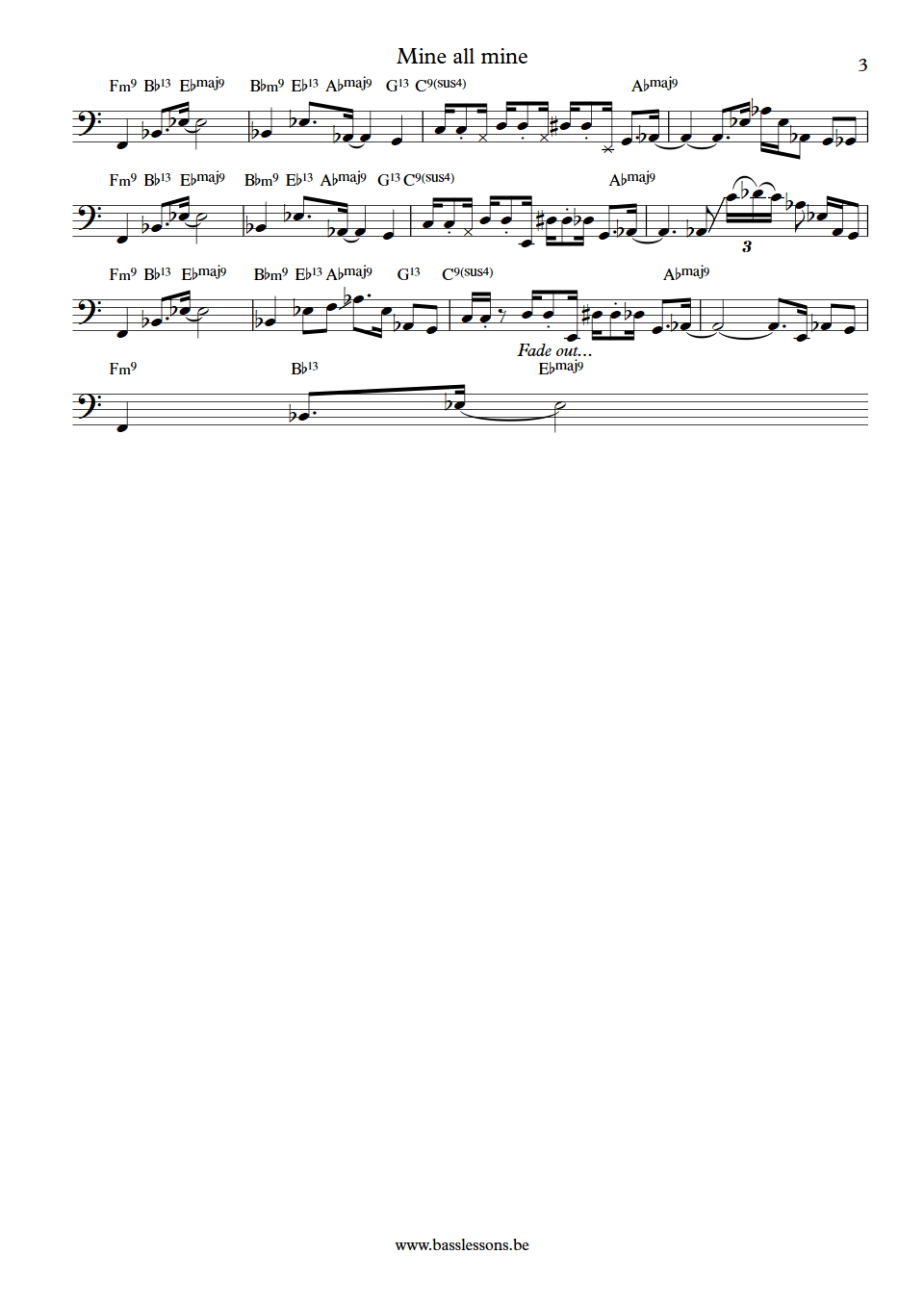 The Stylistics Mine all mine Steve Green bass transcription part 3