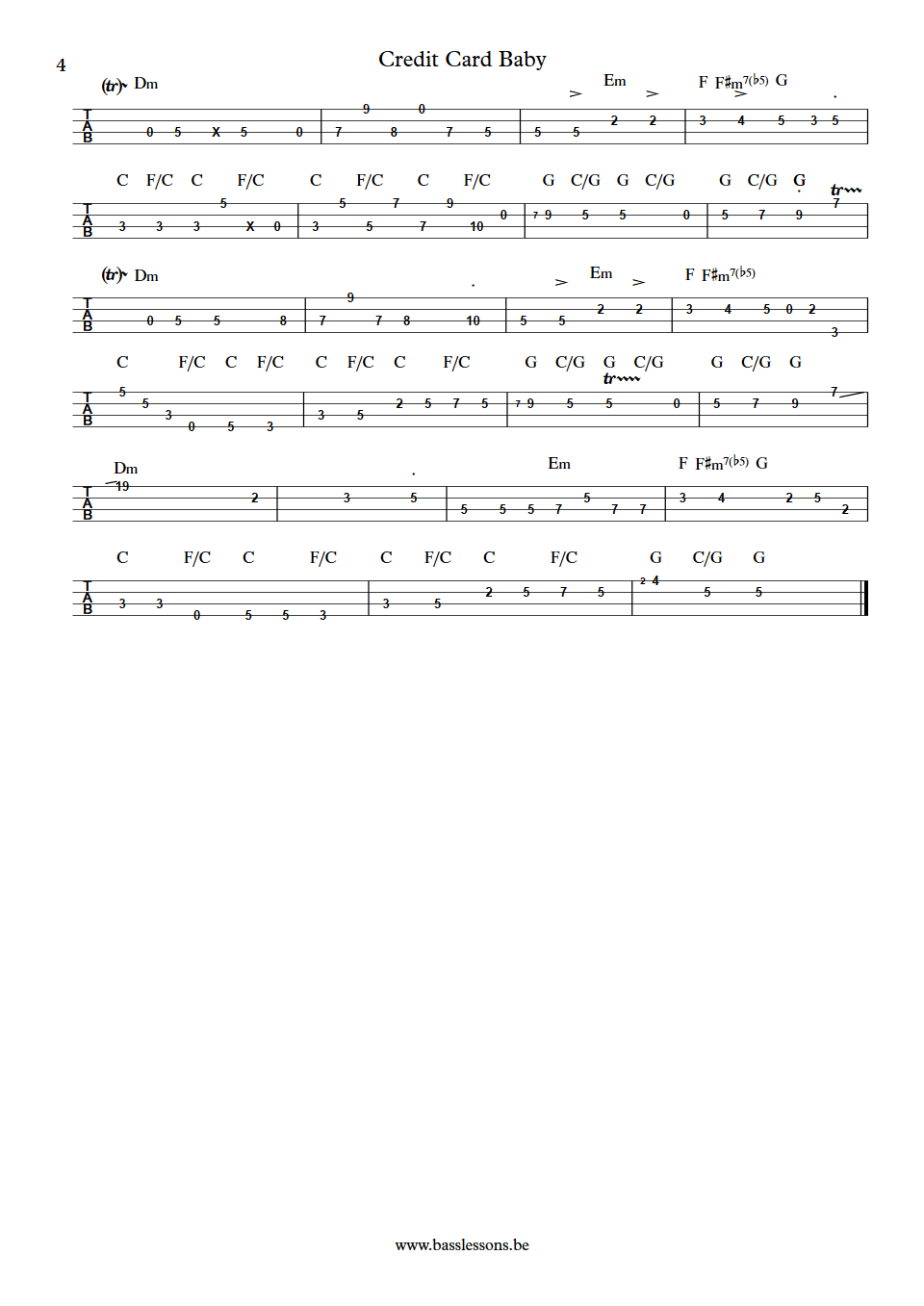 Wham Credit Card Baby Deon Estus bass tab part 4