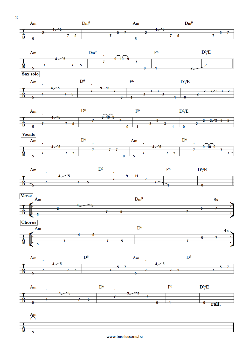 Sade Sally Paul S. Denman bass tab part 2