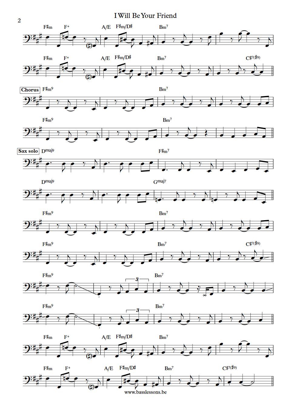 Sade I Will Be Your Friend Paul S. Denman Bass Transcription part 2