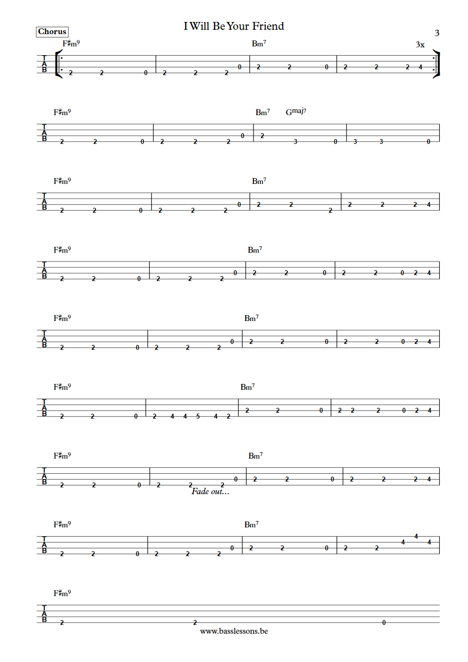 Sade I Will Be Your Friend Paul S. Denman Bass Tab part 3