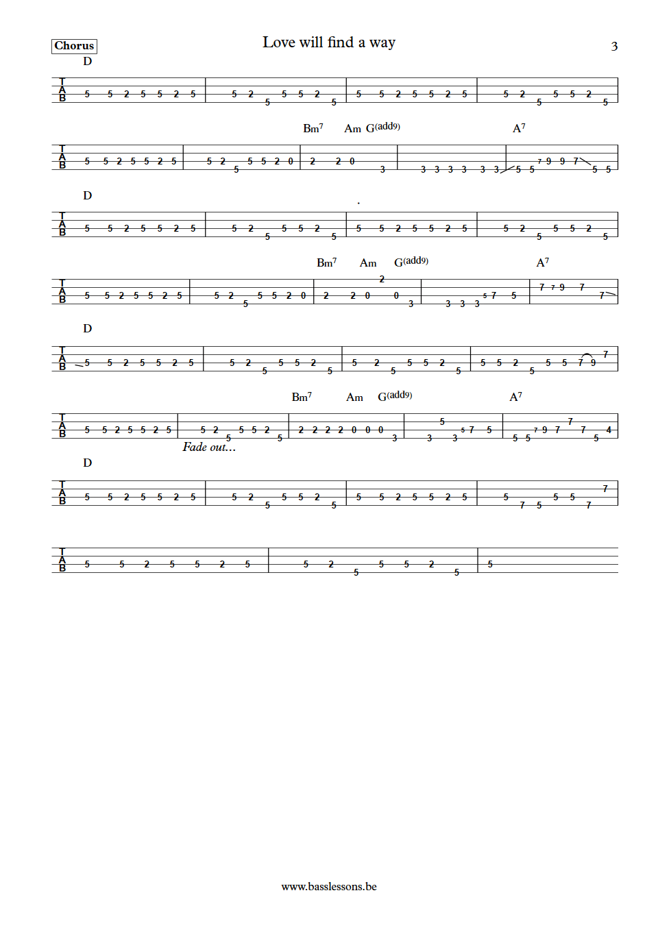 Pablo Cruise Love will find a way Bruce Day Bass Tab part 3