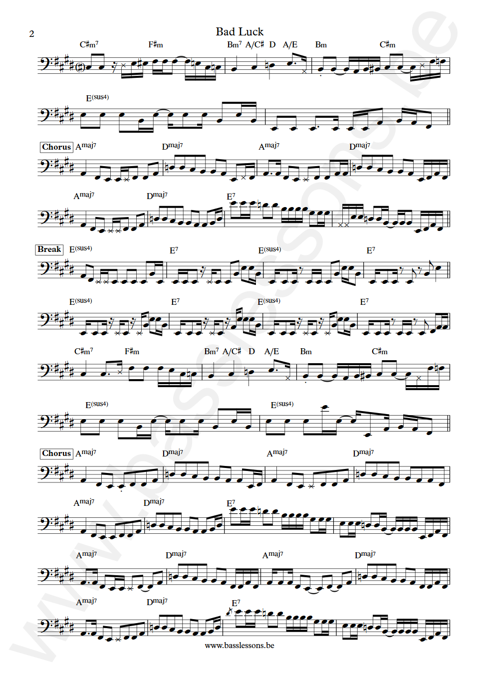 Harold Melvin and the Blue Notes Bad Luck Ronnie Baker Bass Transcription part 2
