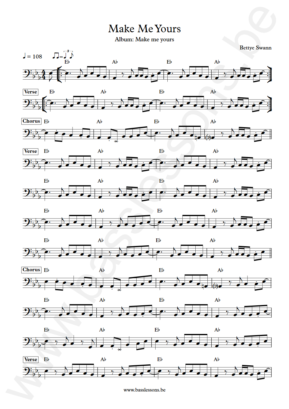 Bettye Swann Make Me Yours Unknown Bass Transcription
