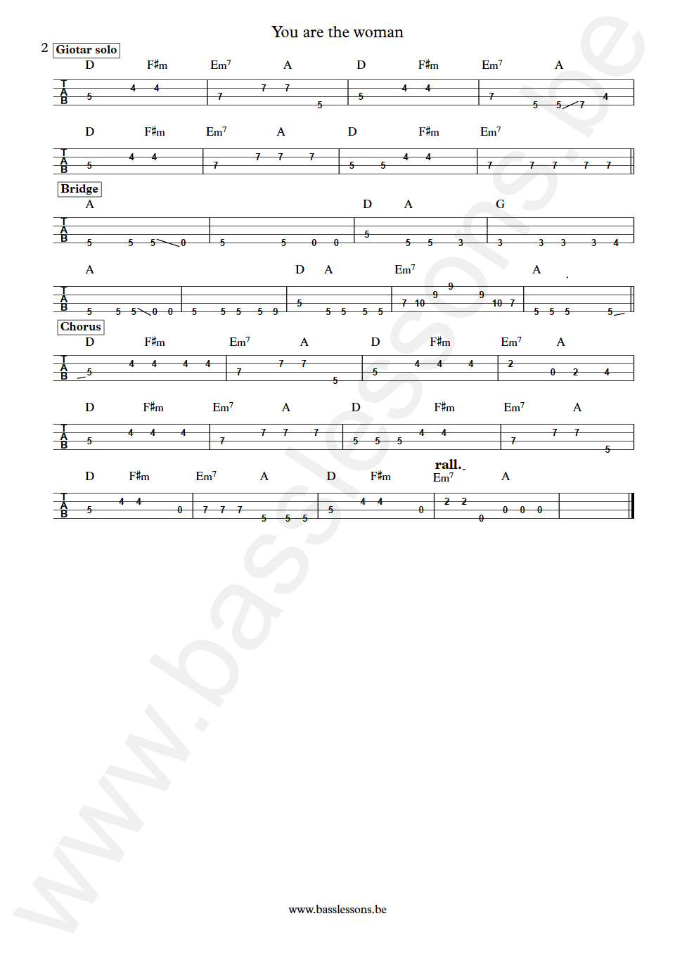 Firefall You are the woman Mark Andes Bass Tab part 2