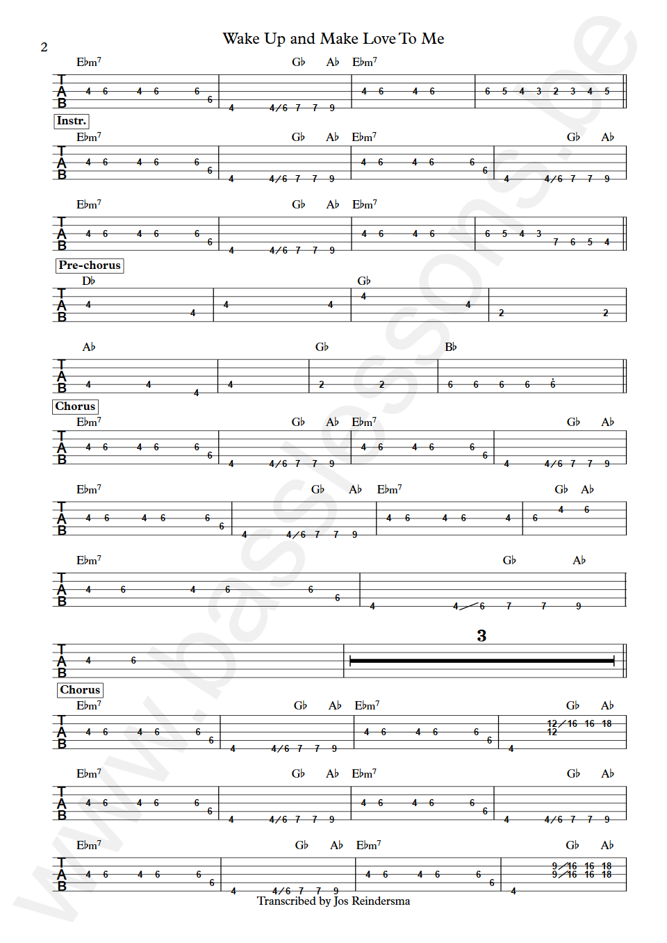 Ian Dury Wake Up and Make Love To Me Norman Watt-Roy Bass 5-string tab part 2