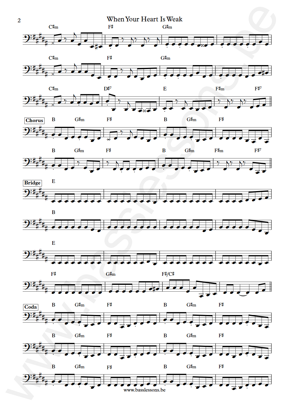 Cock Robin When Your Heart Is Weak Peter Kingsbery Bass Transcription part 2