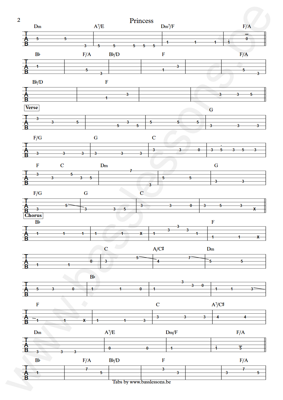 Elton John Princess Dee Murray Bass Tab part 2