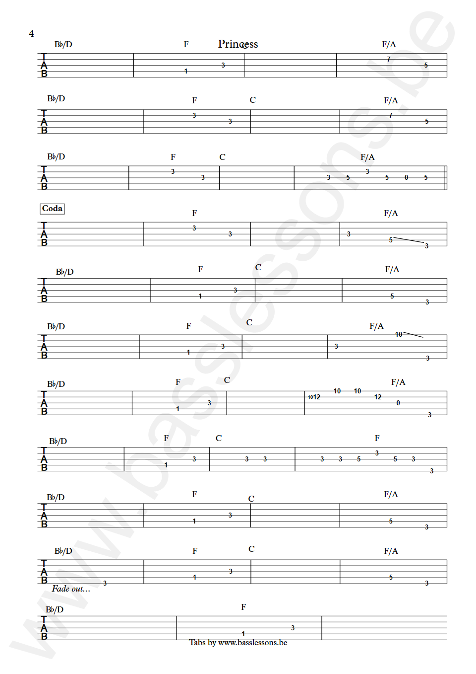 Elton John Princess Dee Murray Bass Tab part 4